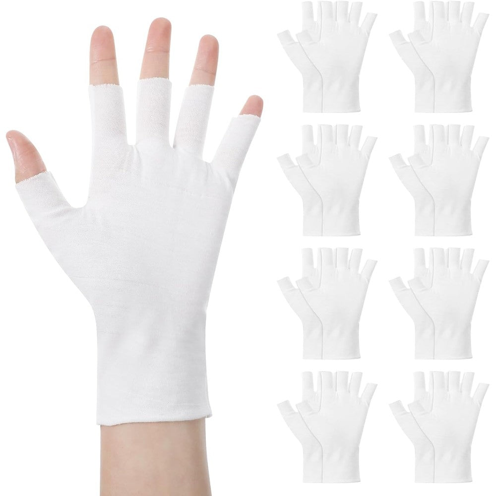 ValueBargain white cotton moisturizing fingerless gloves front view