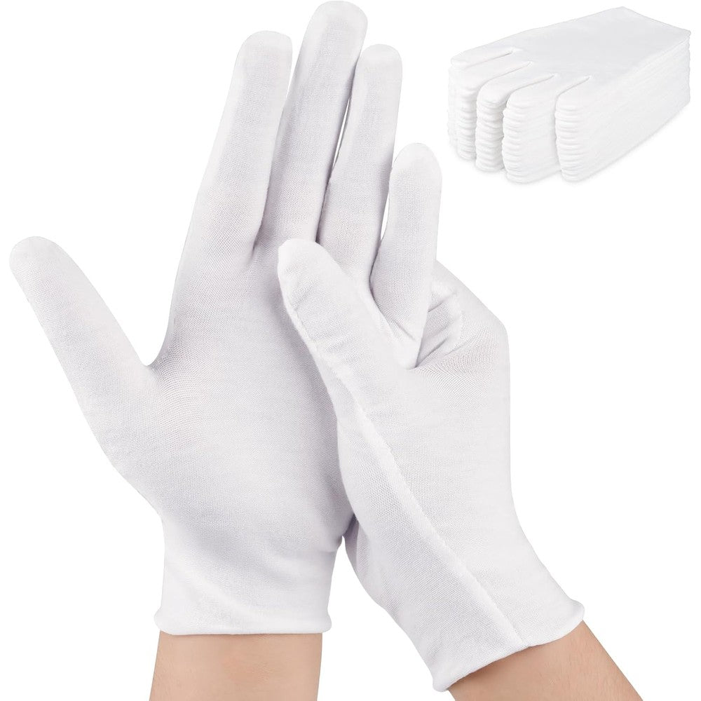Veemoon white cotton gloves for dry hands front view
