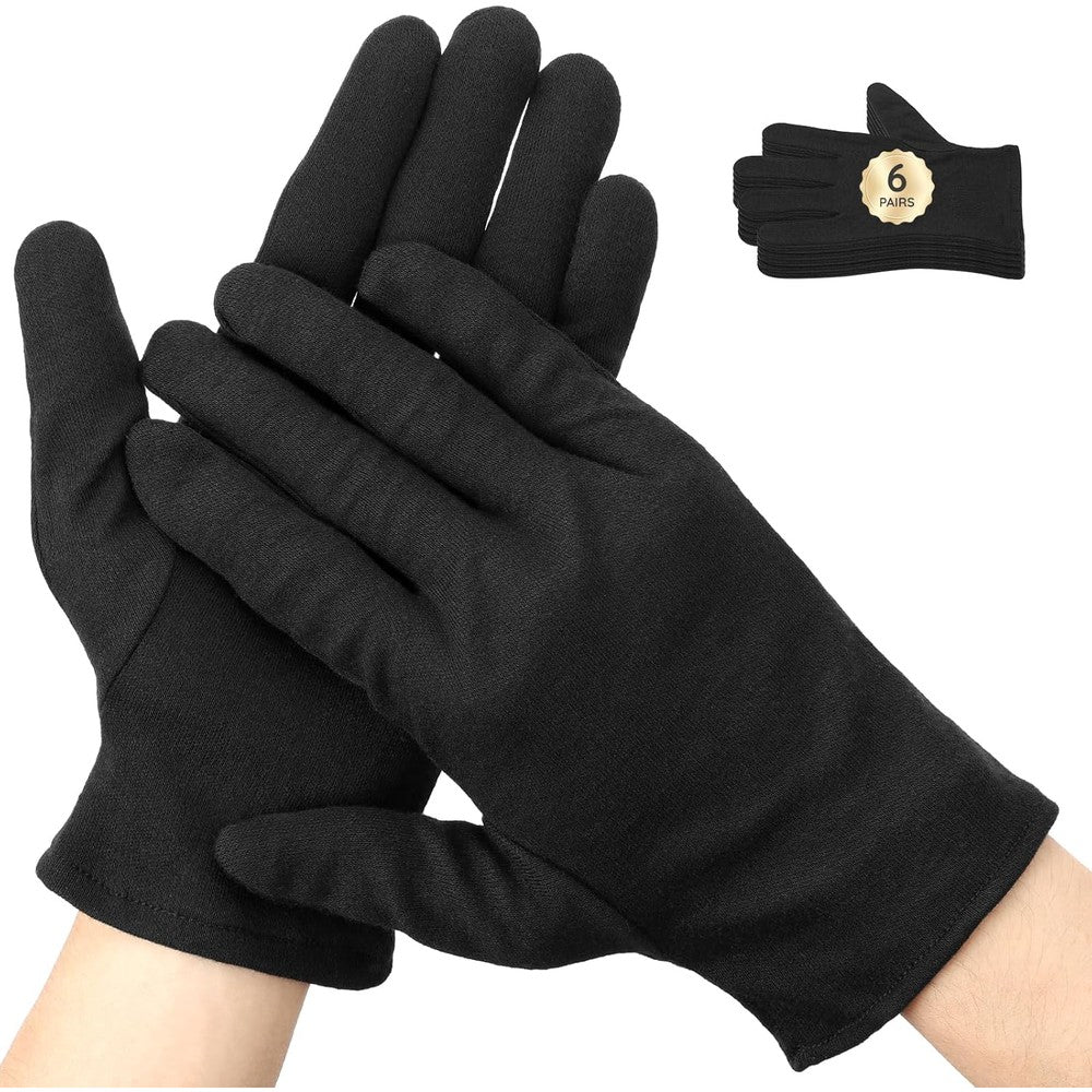 Segbeauty black cotton moisturizing gloves front view