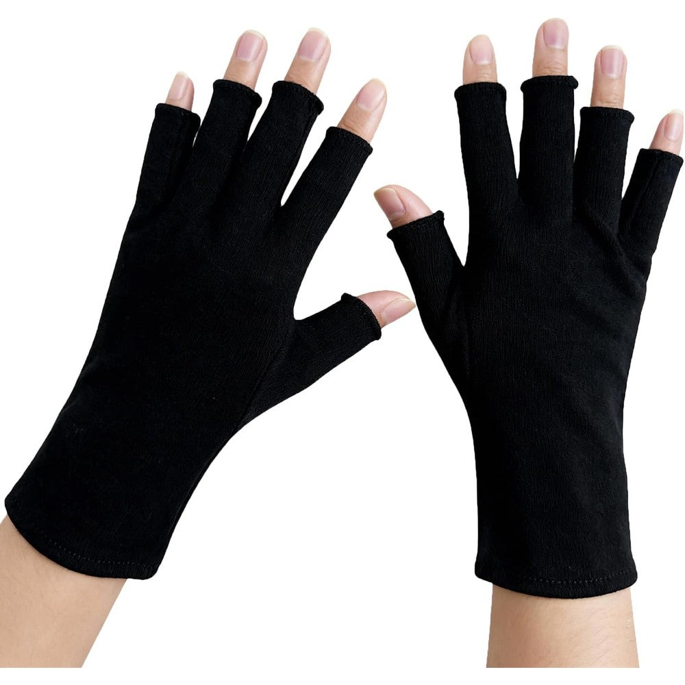 Swaker black cotton moisturizing gloves front view for dry hands