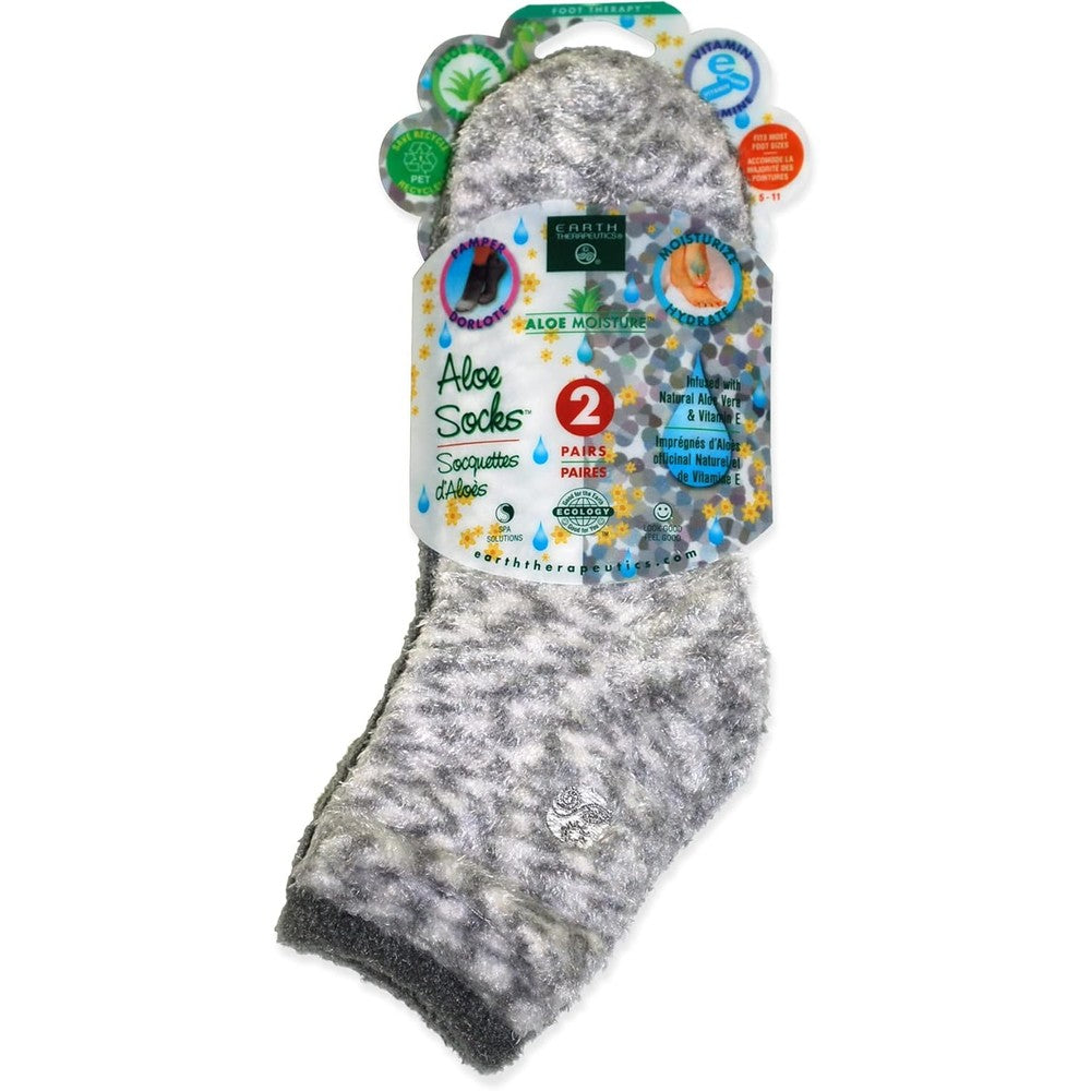 Earth Therapeutics aloe vera moisturizing socks in grey and confetti 2 pair pack