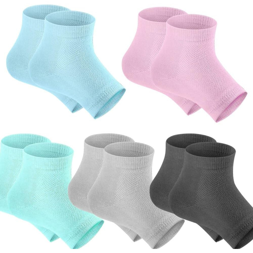 Selizo 5 Pairs Moisturizing Gel Heel Socks assorted colors front view