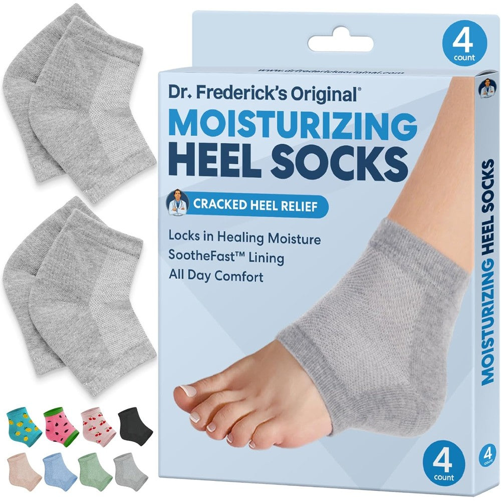 Dr. Frederick's Original moisturizing heel socks with teal gel lining