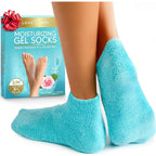 Love Lori moisturizing gel socks front view with turquoise knit design