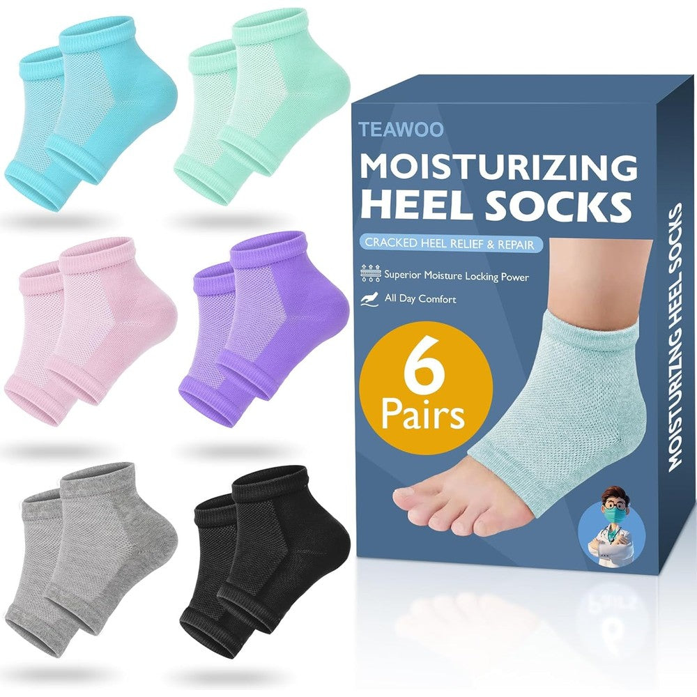 TEAWOO moisturizing heel socks in multiple colors for dry feet