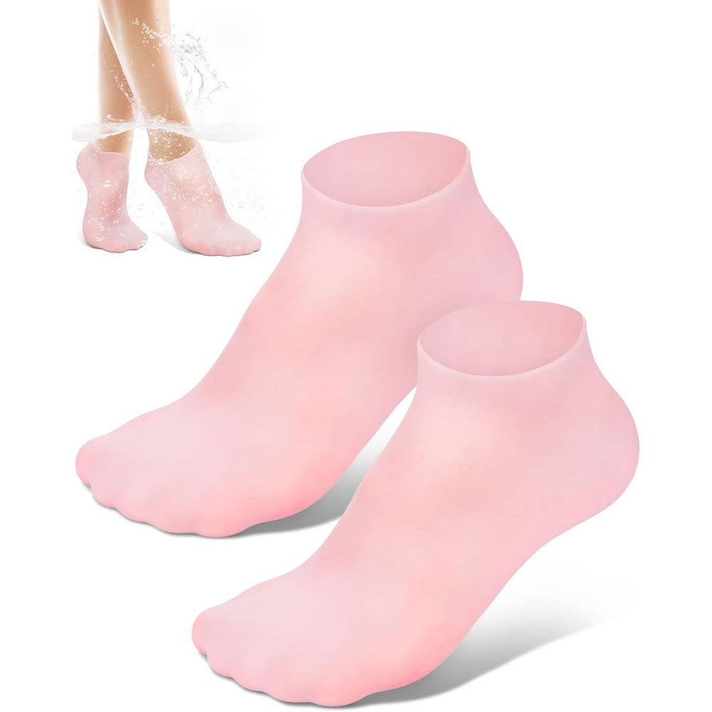 Golbylicc pink silicone moisturizing socks for dry cracked feet