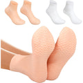 Vigdit silicone moisturizing heel socks front view showing beige and white pair