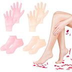 TEAWOO silicone socks and gloves set front view showing pink and beige pieces