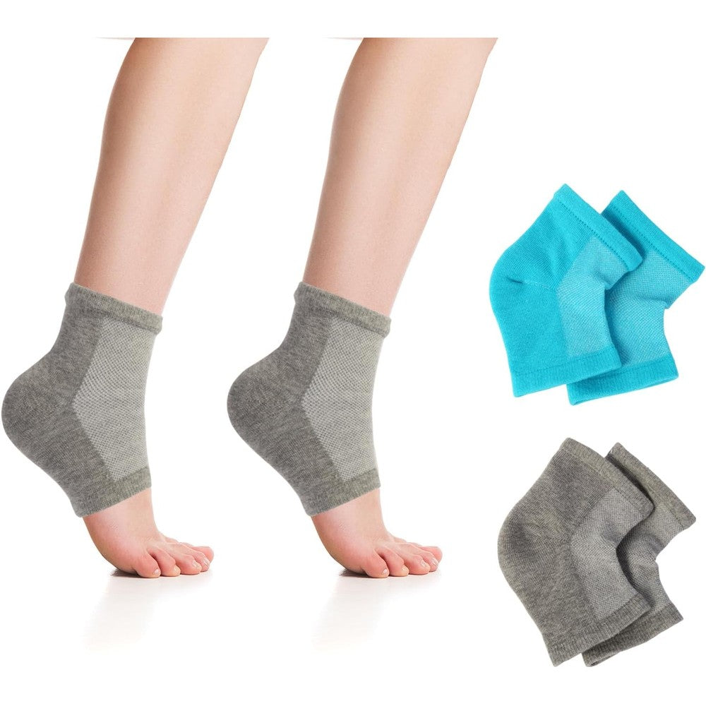 Untrytb 2 pairs of toeless silicone socks for dry cracked feet repair