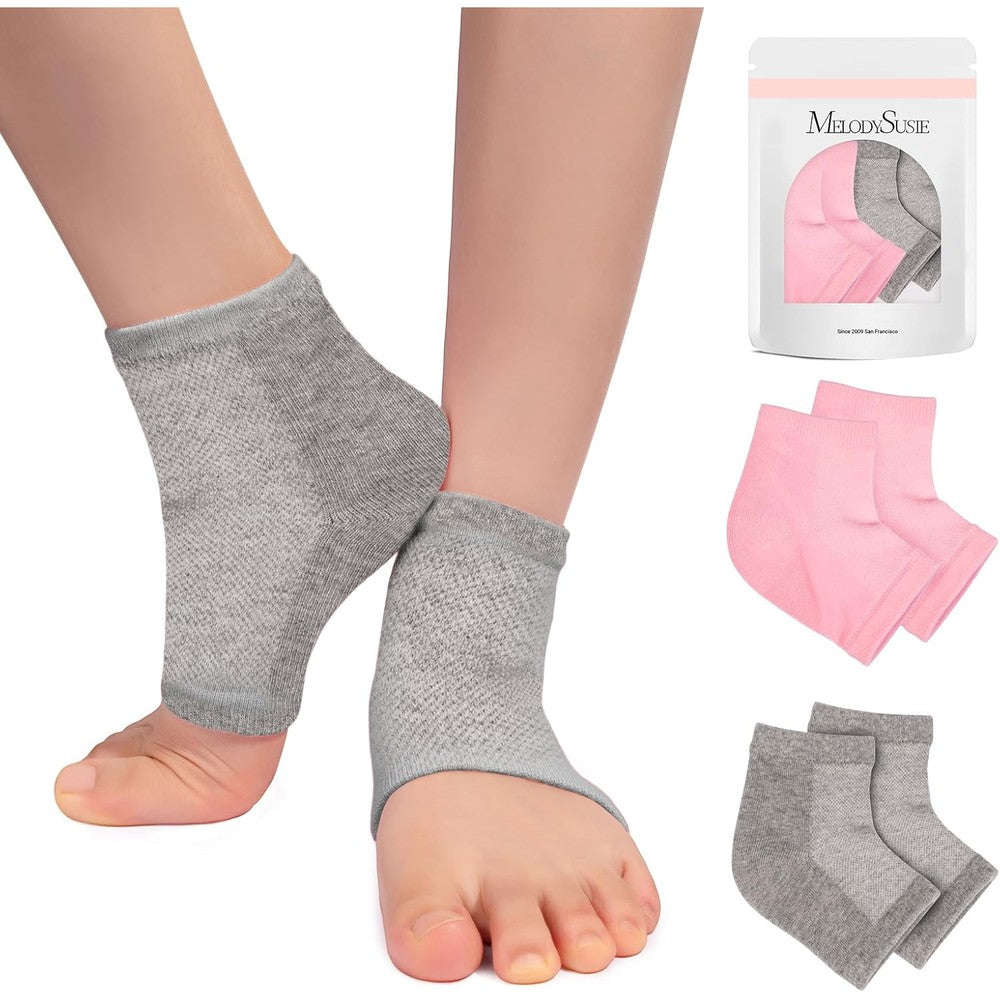 MelodySusie moisturizing heel socks set in pink and gray