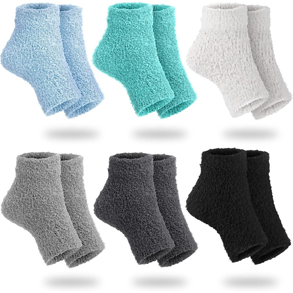 Twistover 6 pairs of winter warm open toe fuzzy socks in assorted colors