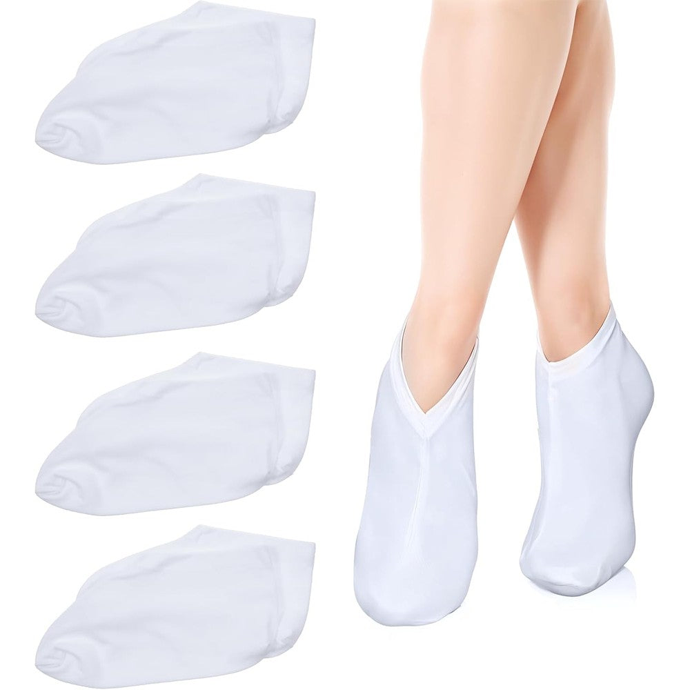 Bremorou 4 pairs of white cotton moisturizing socks for dry feet care