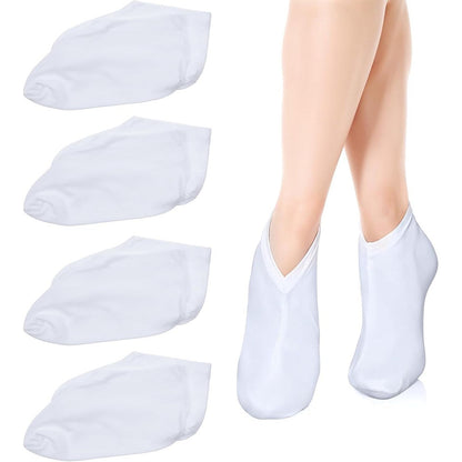 Bremorou 4 pairs of white cotton moisturizing socks for dry feet care