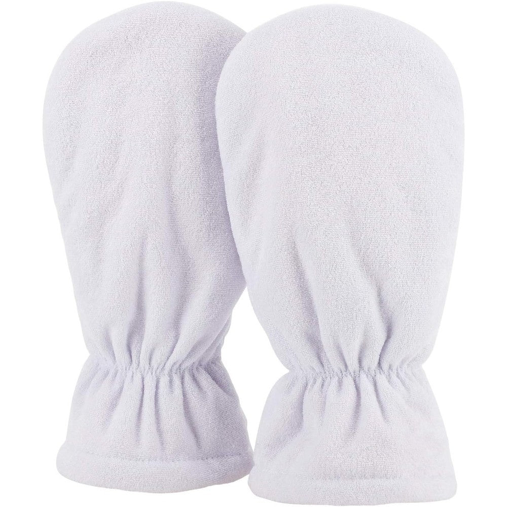 Segbeauty paraffin wax mitts front view of white terry cloth thermal gloves