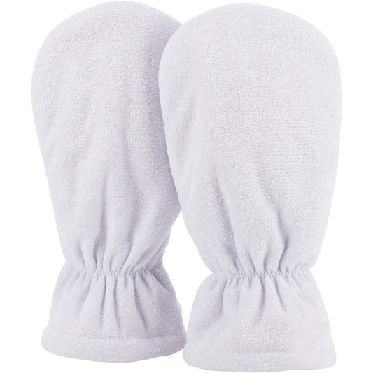 Segbeauty paraffin wax mitts front view of white terry cloth thermal gloves
