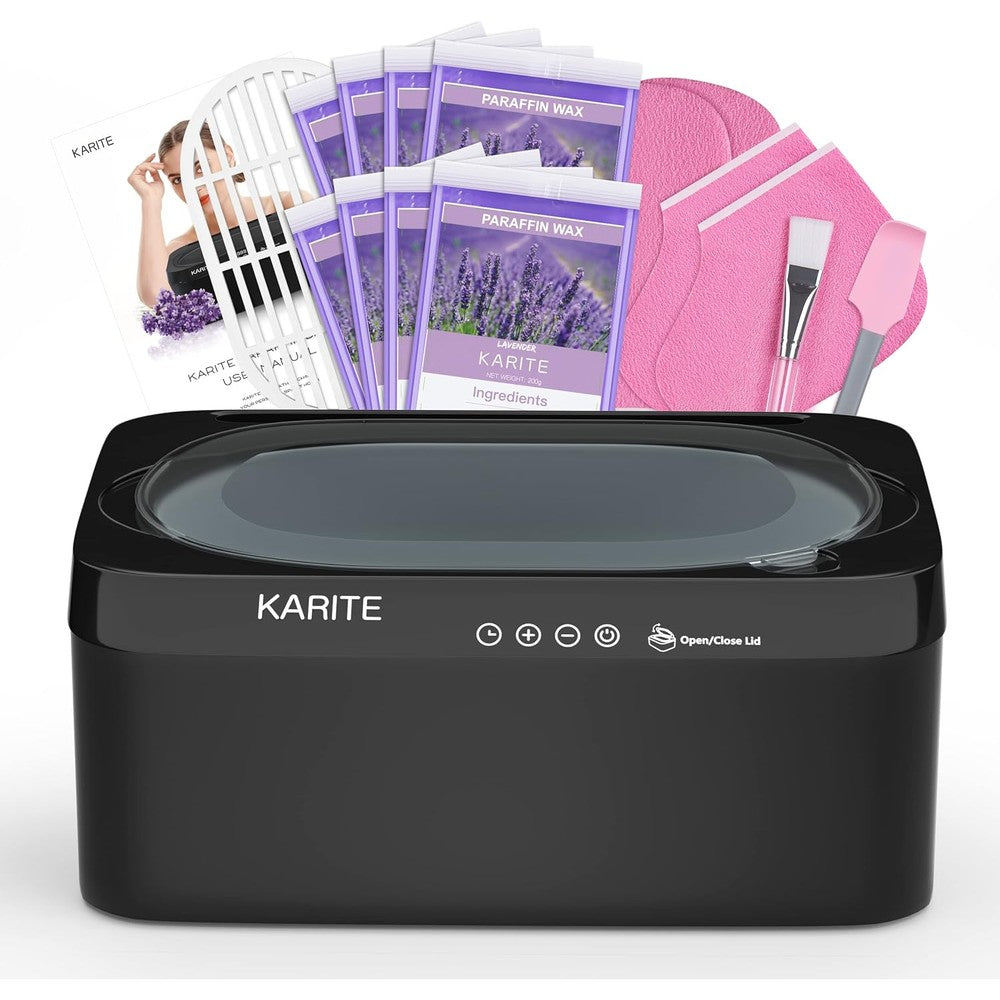 Karite Paraffin Wax Machine front view showing the digital precision temperature control interface and automatic lid opening system.