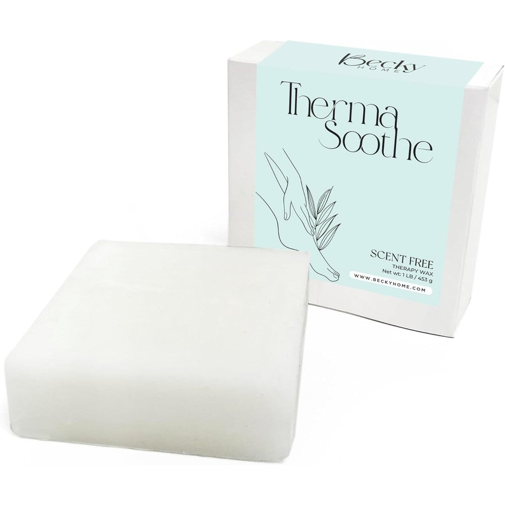 Becky Home Unscented Paraffin Wax front view of the one pound block package for hand and feet spa treatments.