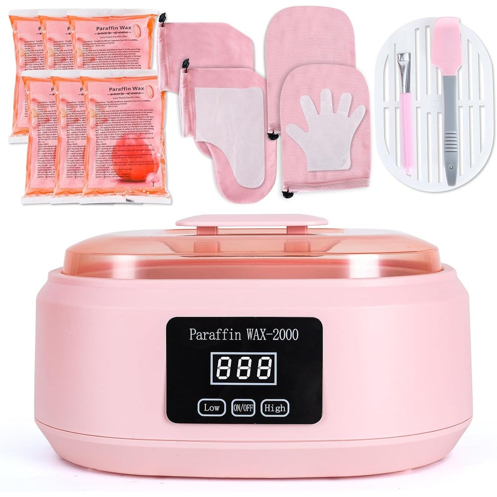 Ananelleo Paraffin Wax Machine front view showing digital touchscreen display and pink exterior