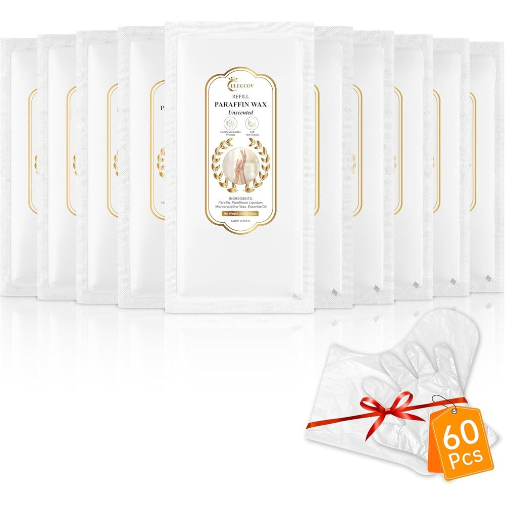 ELEGCOV Paraffin Wax Refills 10 pack packaging front view for intense skin hydration spa treatment