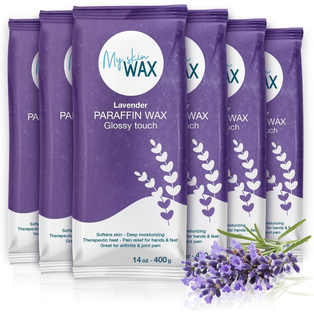 My Skin WAX Lavender Paraffin Wax Refills front view of six blocks packaging