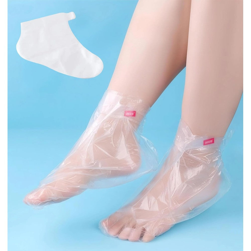 Tihzheoy disposable plastic foot covers 400 pack front view packaging