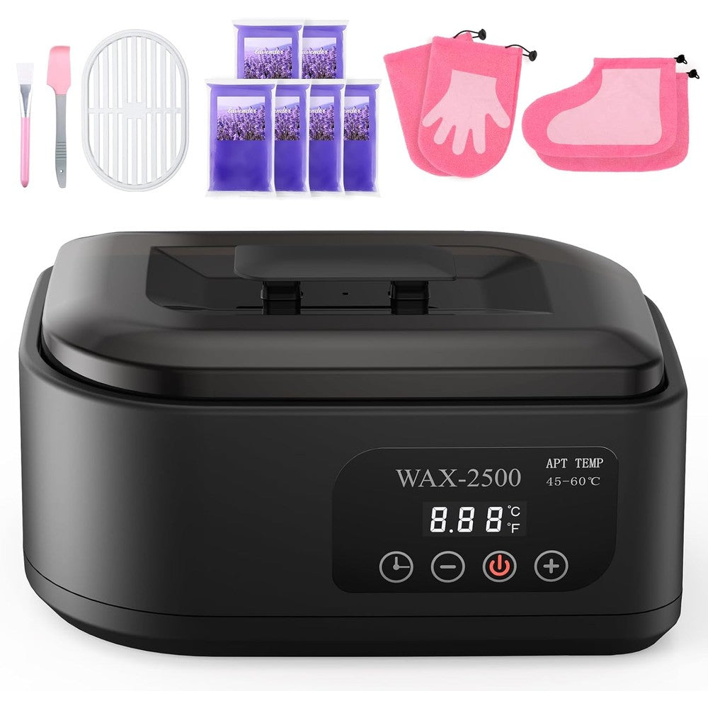 KXOPALYSS paraffin wax machine in black front view showing digital timer display screen