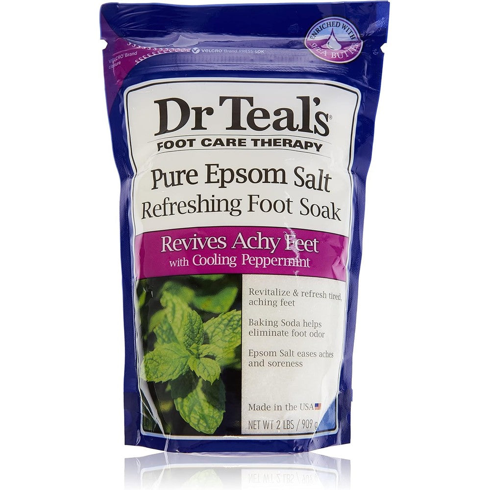 Dr Teal's Pure Epsom Salt Cooling Foot Soak 2 pounds front view pouch