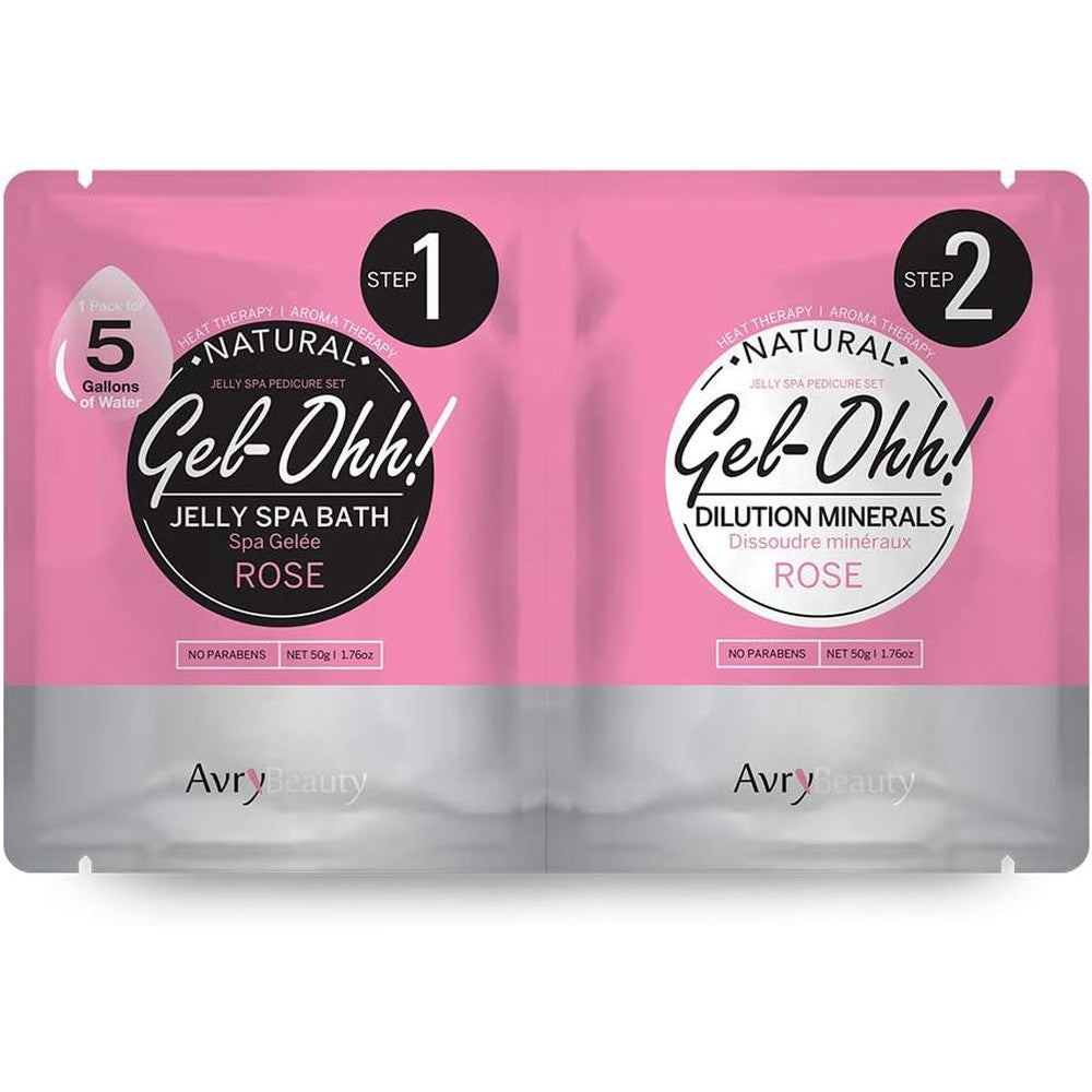 AvryBeauty Gel-Ohh Jelly Spa Rose packaging front view for professional pedicure treatments