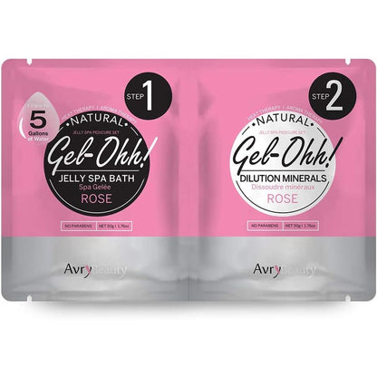 AvryBeauty Gel-Ohh Jelly Spa Rose packaging front view for professional pedicure treatments