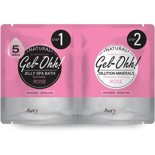 AvryBeauty Gel-Ohh Jelly Spa Rose packaging front view for professional pedicure treatments