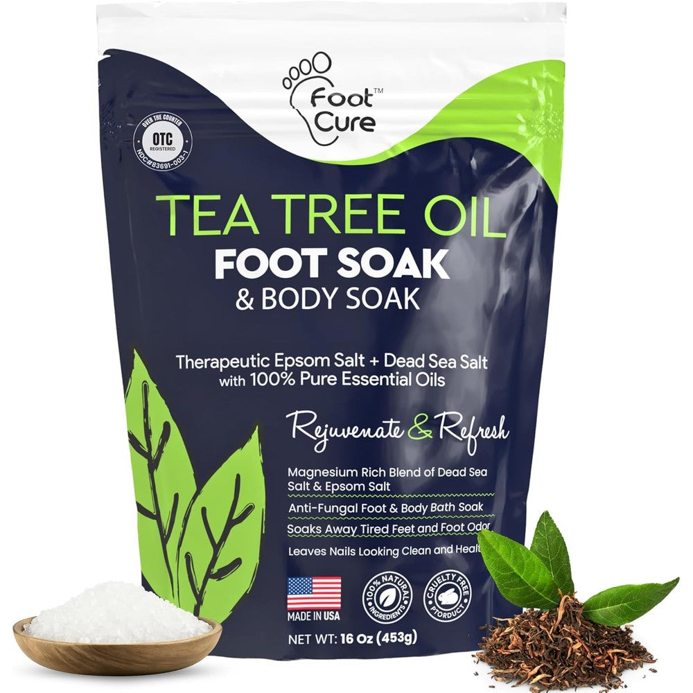 Foot Cure Tea Tree Oil Foot Soak front view showing sixteen ounce packaging