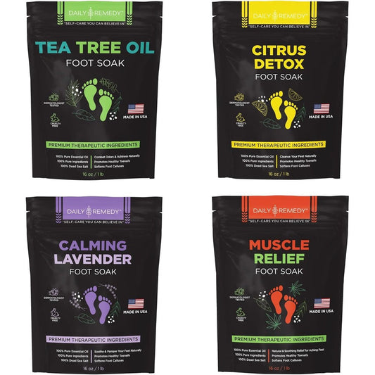 Daily Remedy Foot Soak Salts Variety Pack front view of packaging