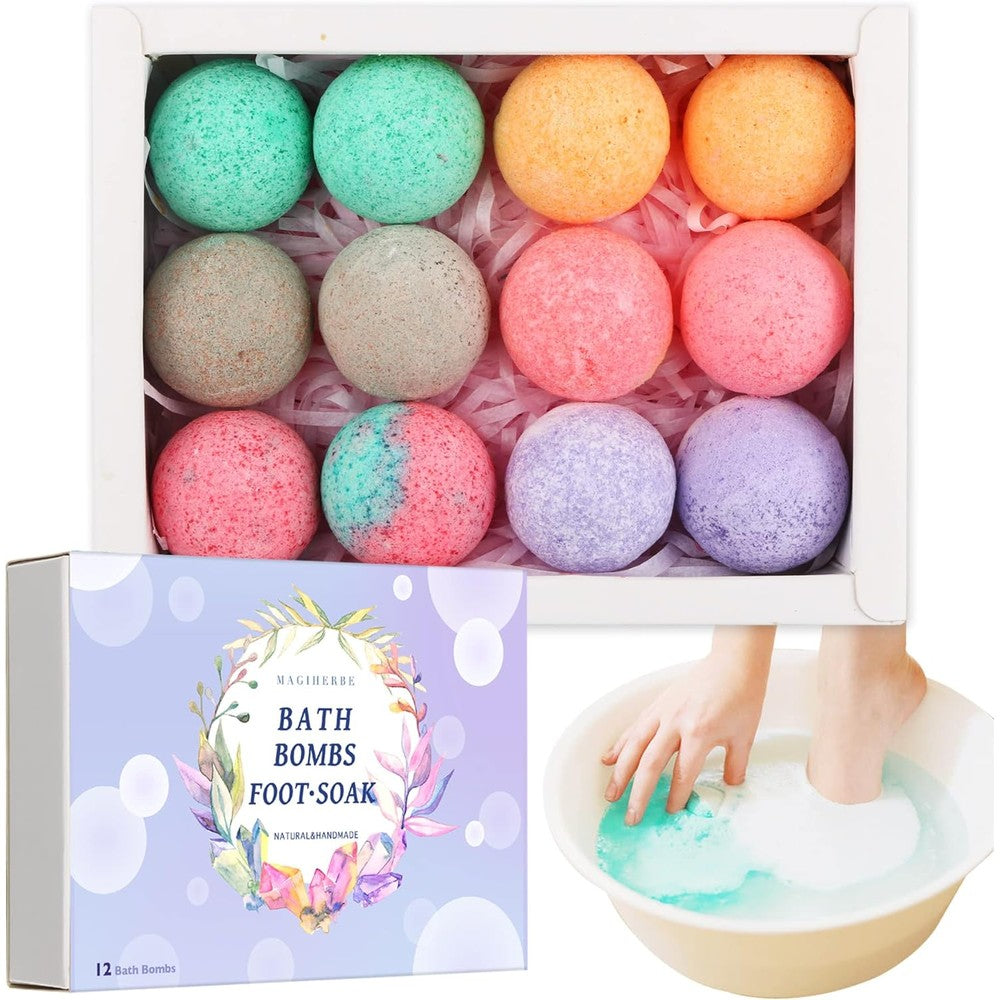 Magiherbe organic foot bath bombs 12 pack front packaging view