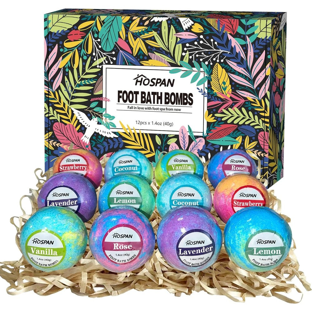 Hospan organic foot bath bombs gift set packaging front view