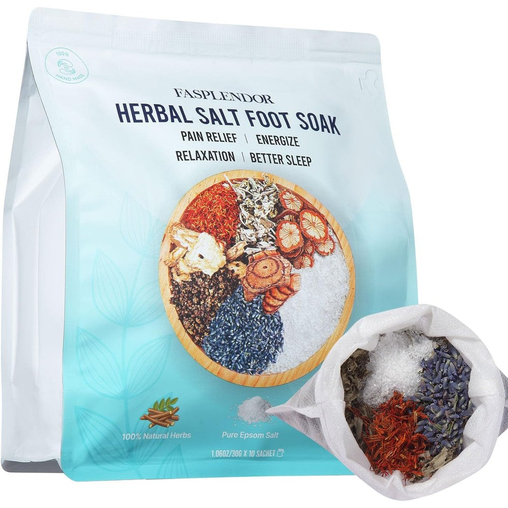 Fasplendor herbal Epsom salt foot soak sachets front view