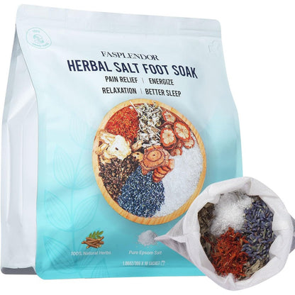 Fasplendor herbal Epsom salt foot soak sachets front view