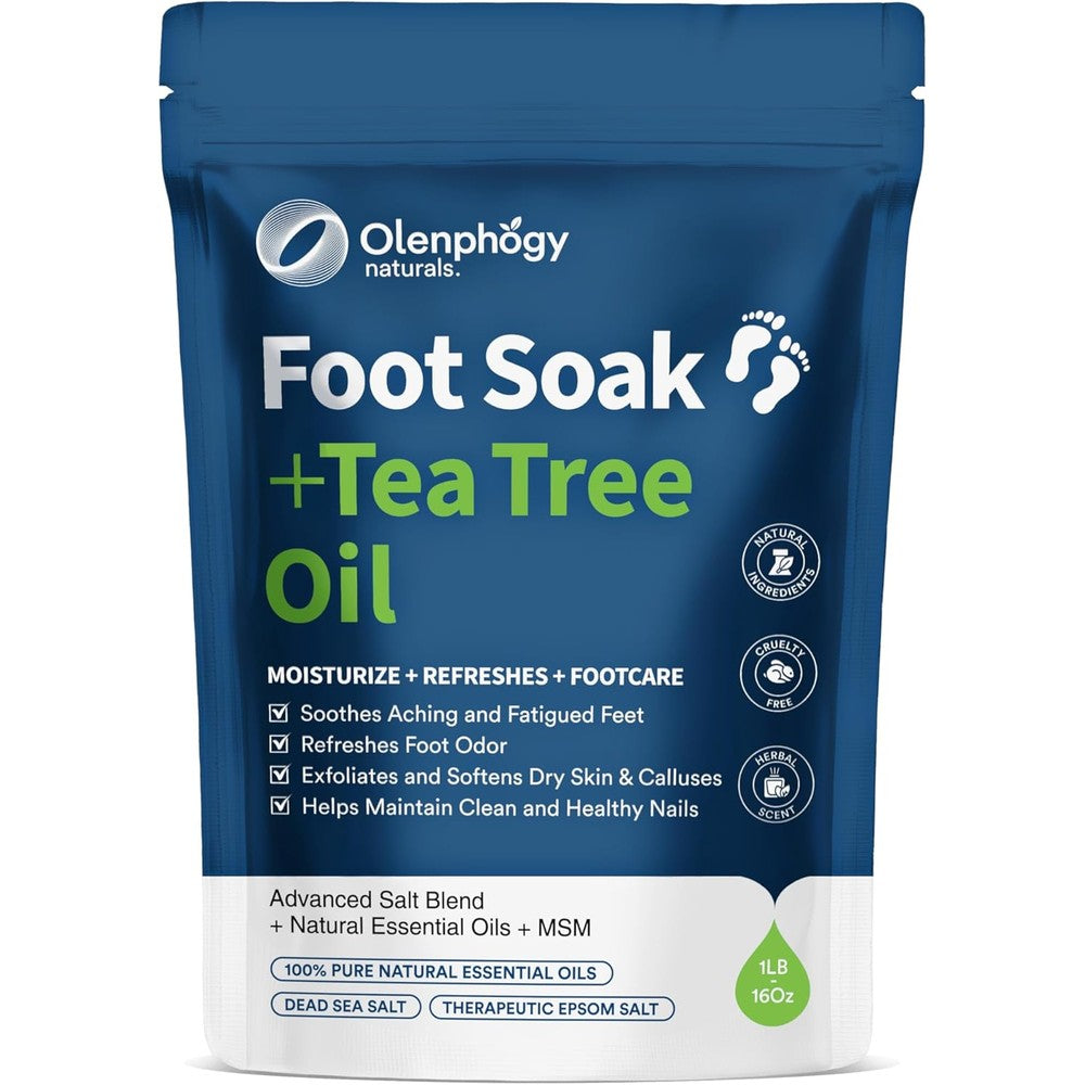 Olenphogy Tea Tree Oil Foot Soak 16 Ounce front view bottle