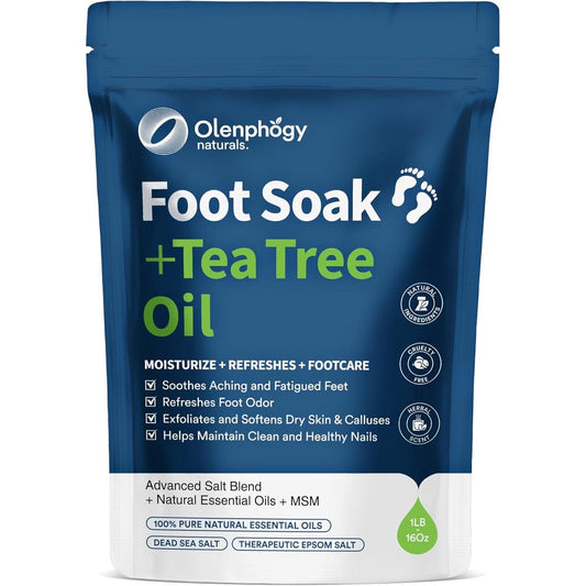 Olenphogy Tea Tree Oil Foot Soak 16 Ounce front view bottle