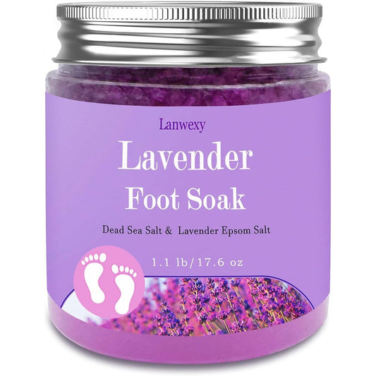 Lanwexy Lavender Foot Soak with Epsom Salt jar front view