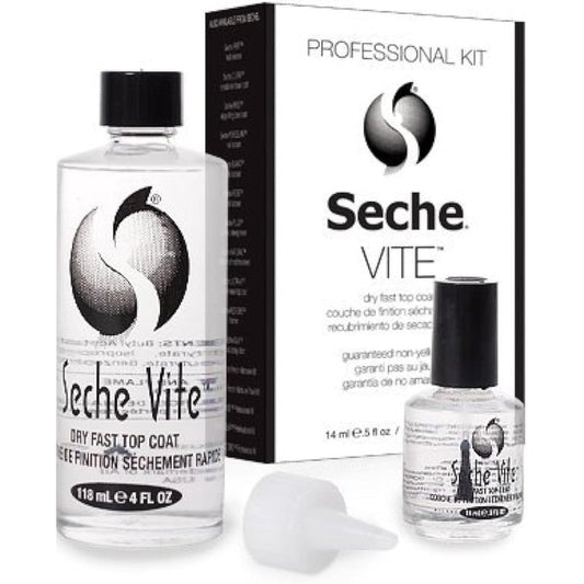 Seche Vite Dry Fast Top Coat Professional Kit front view featuring refill bottle