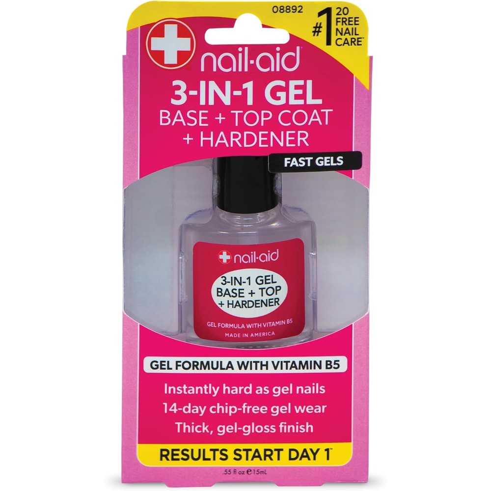 Nail-Aid 3-in-1 Gel Base Coat and Hardener front bottle view