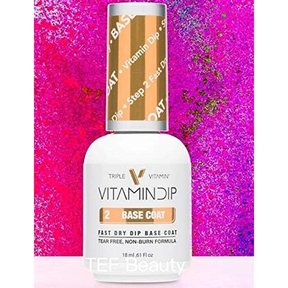 Triple Vitamin Dip Step 2 Base Coat 0.61 Fluid Ounces front view for professional nail care