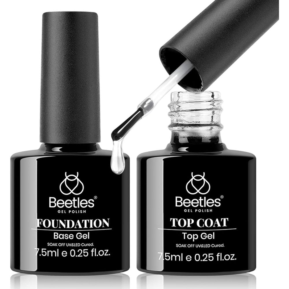 Beetles Gel Polish 7.5ml No Wipe Top Coat and Base Coat set front view
