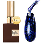 Double Rhythm aurora top coat bottle front view with iridescent glitter finish