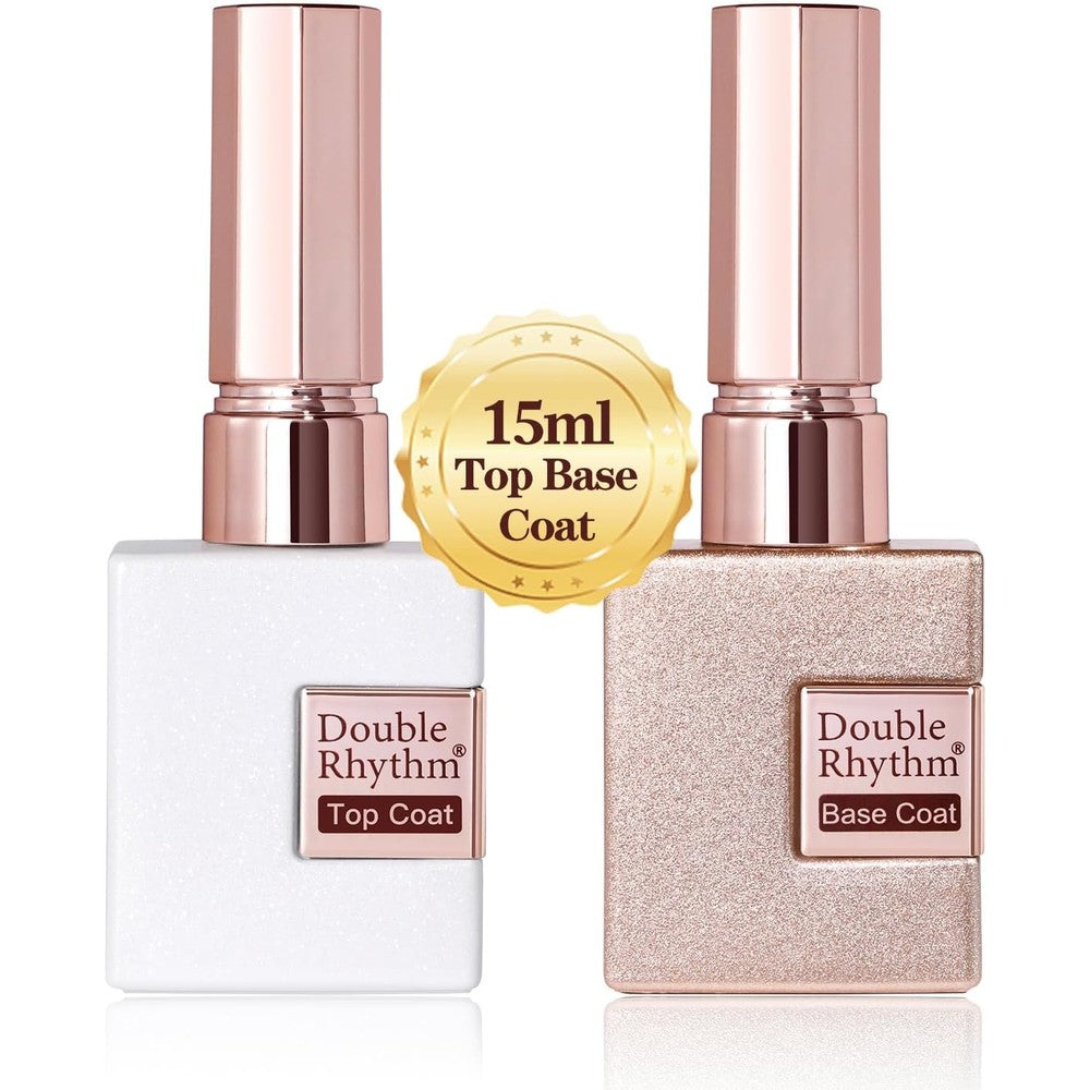 Double Rhythm gel nail polish base and top coat set front view