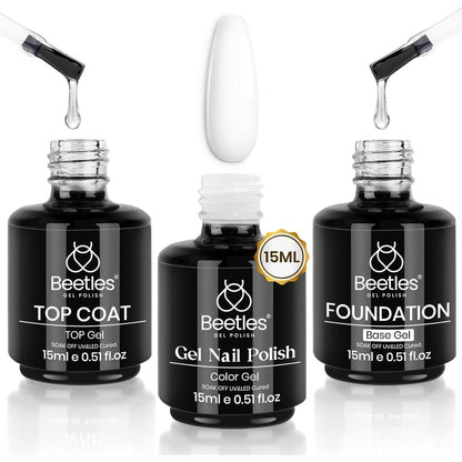 Beetles 3 piece white gel polish kit front view