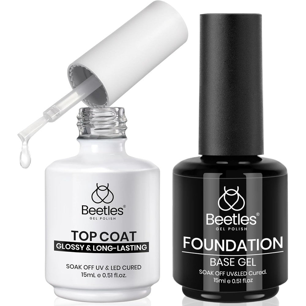 Beetles gel base and top coat 15 milliliter bottles front view