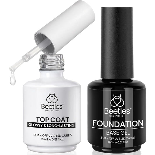Beetles gel base and top coat 15 milliliter bottles front view
