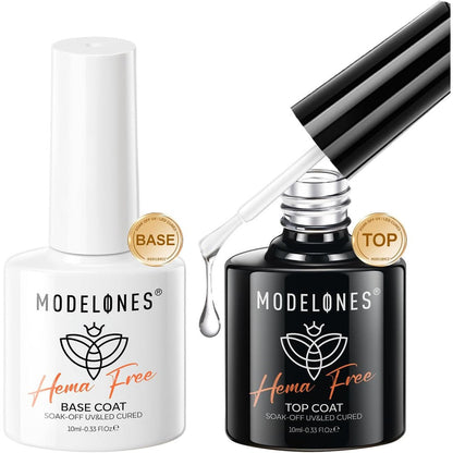 Modelones Hema Free gel top coat and base coat set front view
