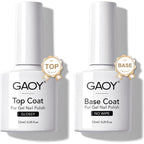 GAOY gel top and base coat set front view bottles